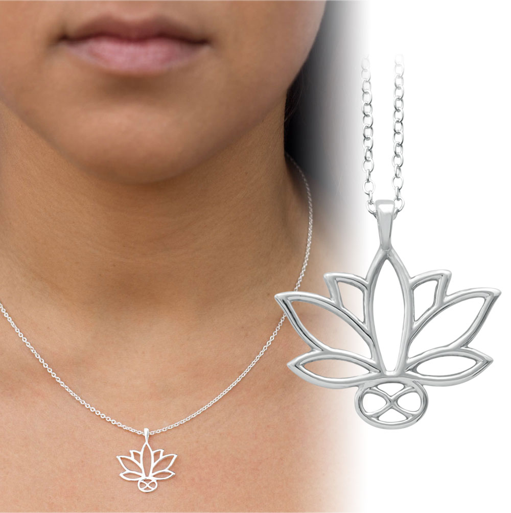 Lotus-Silver-Necklace-Modelled-SHIKHAZURI