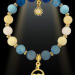 Aquarius 8mm Gemstone Gold Plated Charm Bracelet by Shikhazuri