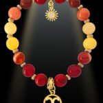 Aries 8mm Gemstone Bracelet Gold Plated Charm Shikhazuri
