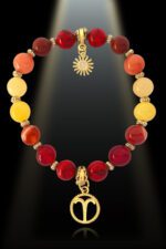 Aries 8mm Gemstone Bracelet Gold Plated Charm Shikhazuri