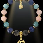 Cancer 8mm Gemstone Gold Plated Charm Bracelet by Shikhazuri