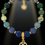 Capricorn 8mm Gemstone Gold Plated Charm Bracelet by Shikhazuri