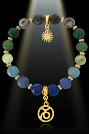 Capricorn 8mm Gemstone Gold Plated Charm Bracelet by Shikhazuri