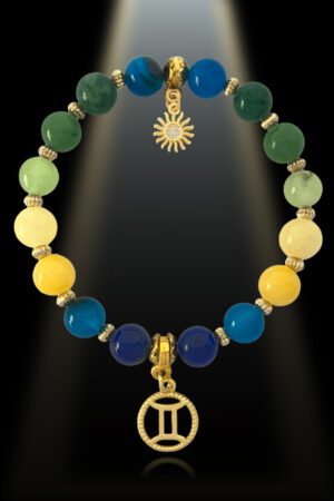 Gemini 8mm Gemstone Gold Plated Charm Bracelet by Shikhazuri