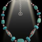 Laylani Necklace with Turquoise, Coral, Red Jade & Tibetan Silver Beads