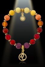 Leo 8mm Gemstone Gold Plated Charm Bracelet by Shikhazuri