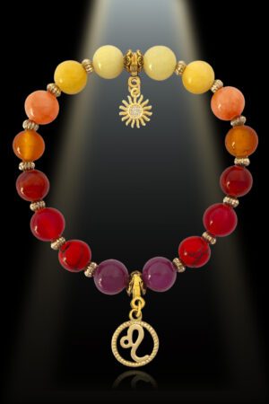 Leo 8mm Gemstone Gold Plated Charm Bracelet by Shikhazuri
