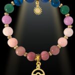 Libra 8mm Gemstone Gold Plated Charm Bracelet by Shikhazuri