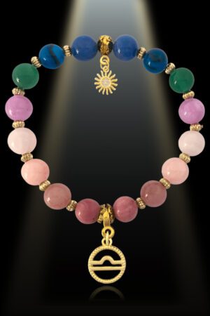Libra 8mm Gemstone Gold Plated Charm Bracelet by Shikhazuri
