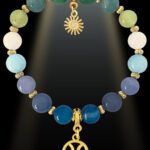 Pisces 8mm Gemstone Bracelet Gold Plated Charm Shikhazuri