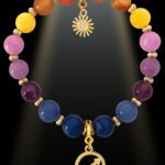 Sagittarius 8mm Gemstone Gold Plated Charm Bracelet by Shikhazuri