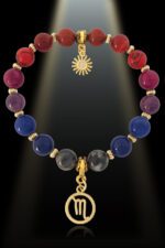 Scorpio 8mm Gemstone Gold Plated Charm Bracelet by Shikhazuri