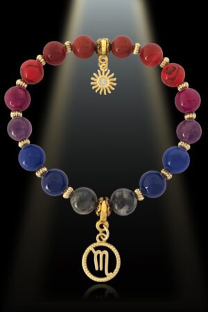 Scorpio 8mm Gemstone Gold Plated Charm Bracelet by Shikhazuri