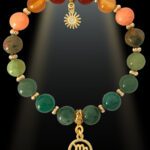 Virgo 8mm Gemstone Gold Plated Charm Bracelet by Shikhazuri