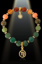 Virgo 8mm Gemstone Gold Plated Charm Bracelet by Shikhazuri